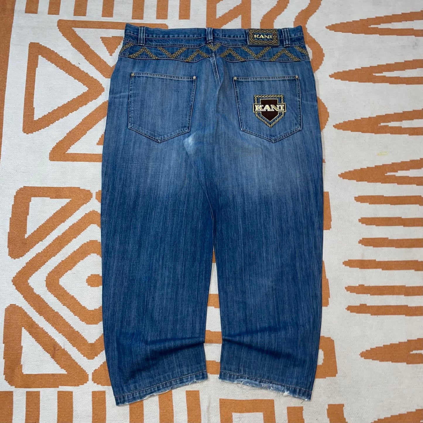 Karl Kani 90s Embroidered Gold Chain Jeans 42x34