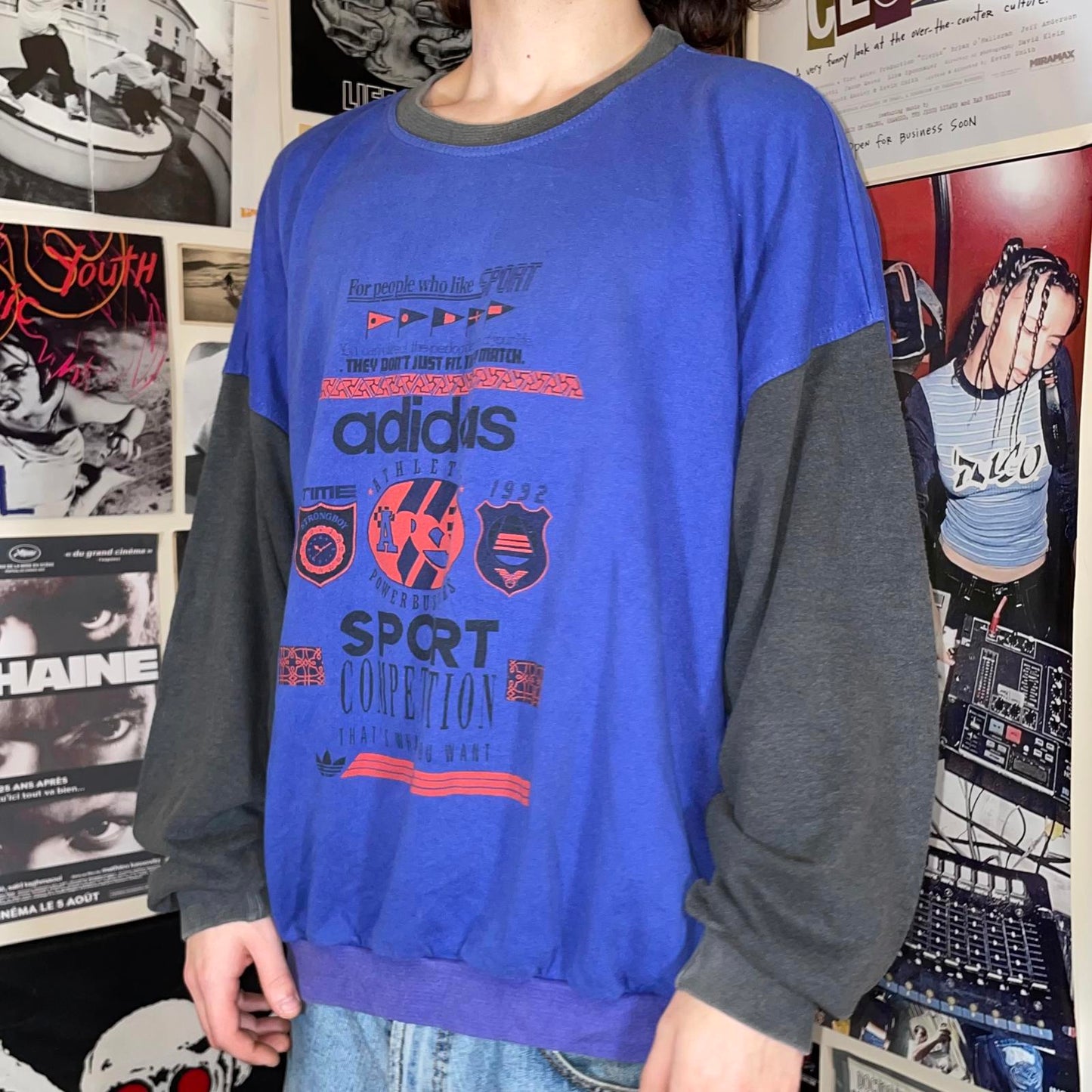 Adidas ‘92 Olympic Sport Print Blue Sweatshirt XXL.