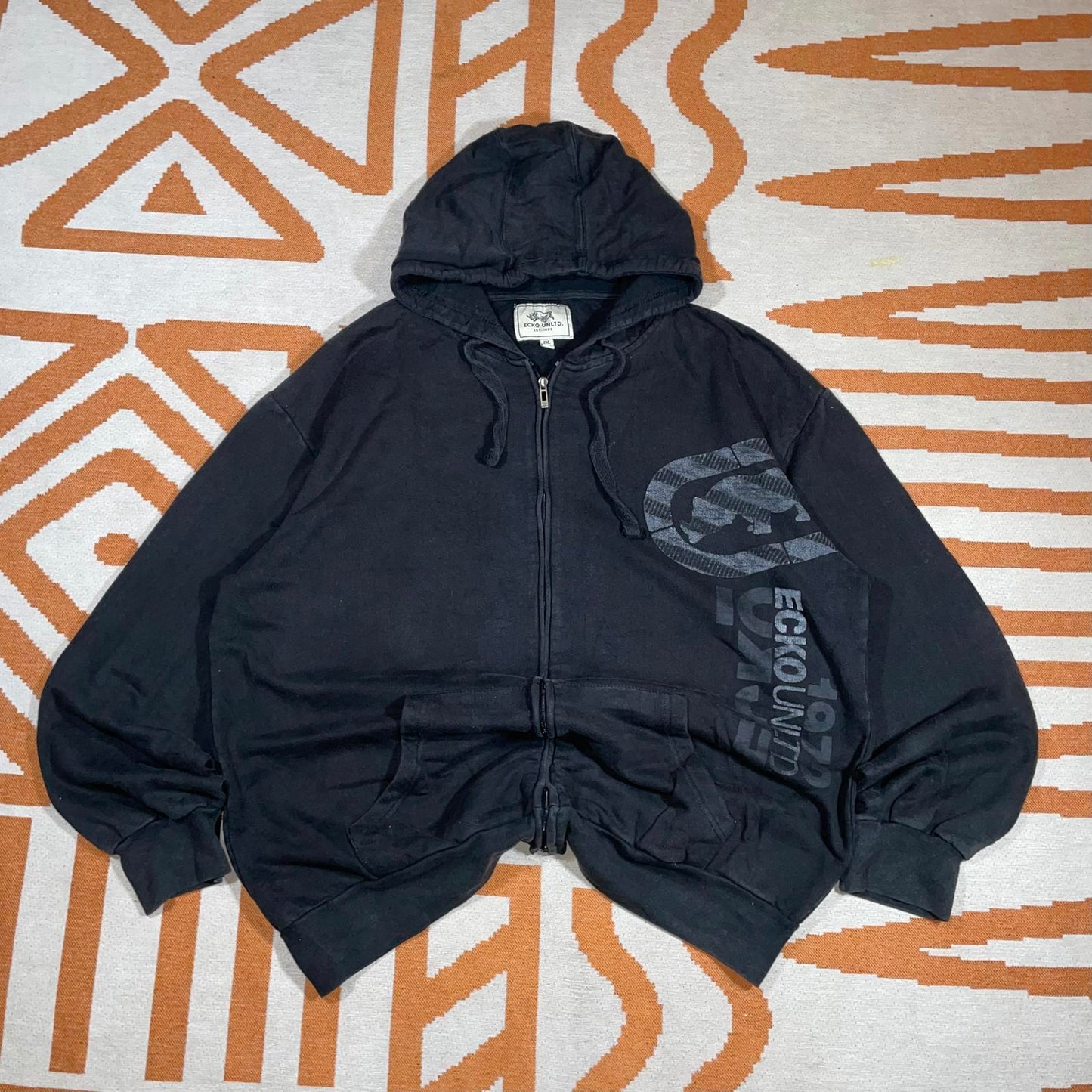 Ecko Unltd. 00s Graphic Rhino Black Zip Hoodie XXL