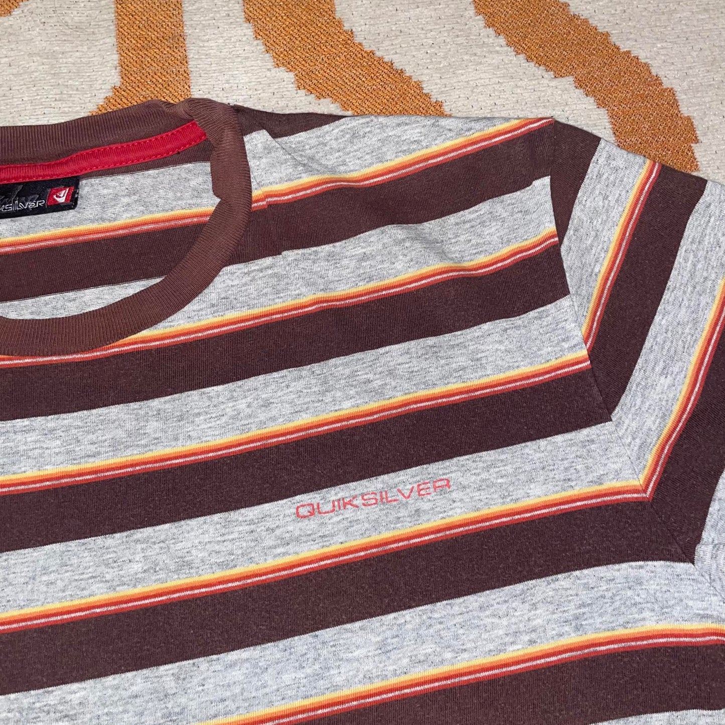 Quiksilver 00s Striped Print T-Shirt L