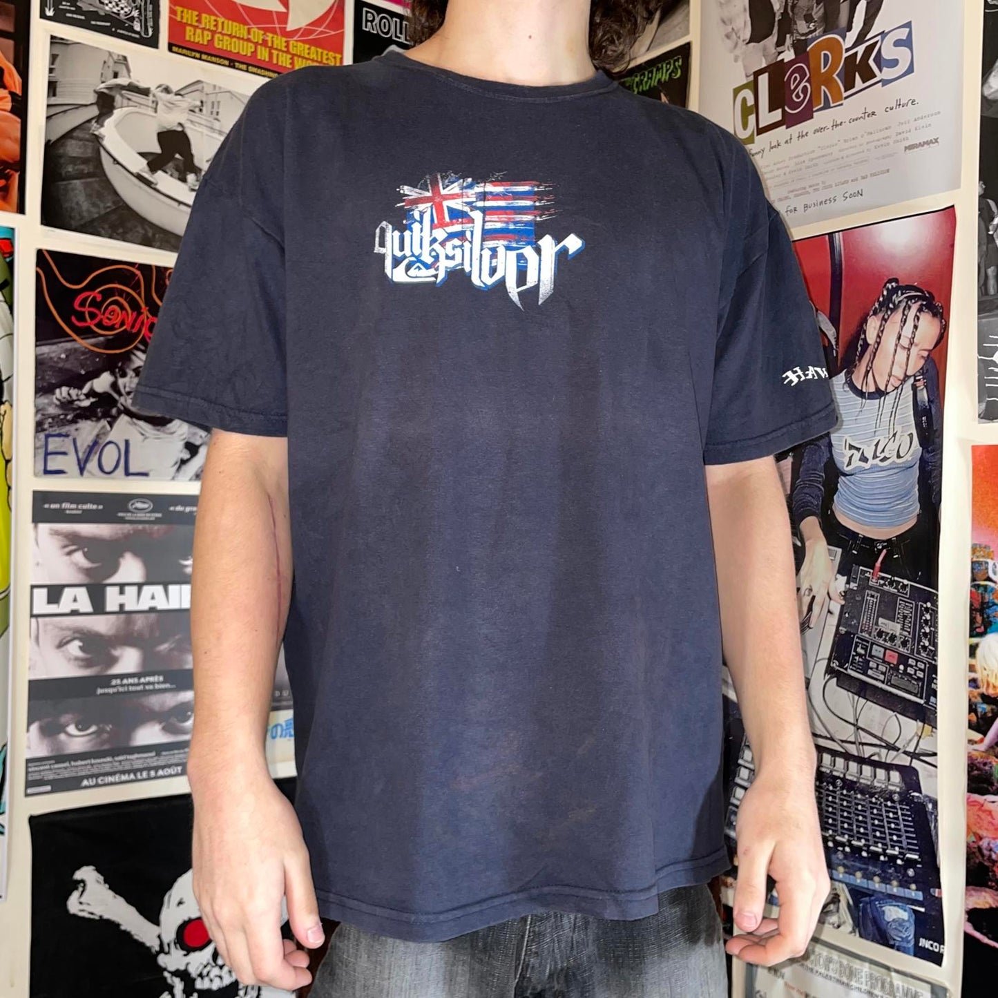 Quiksilver 00s Hawaii Flag Graphic T-Shirt L