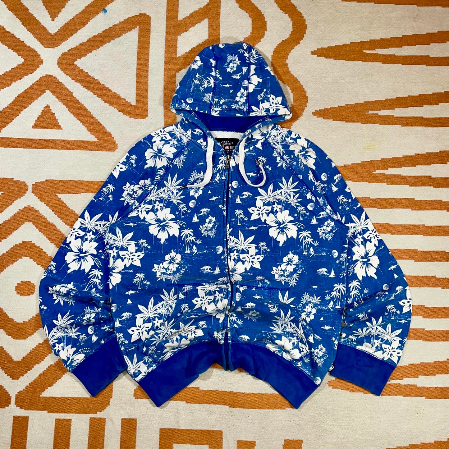 Ecko Unltd. 00s Floral Pattern Zip Hoodie M