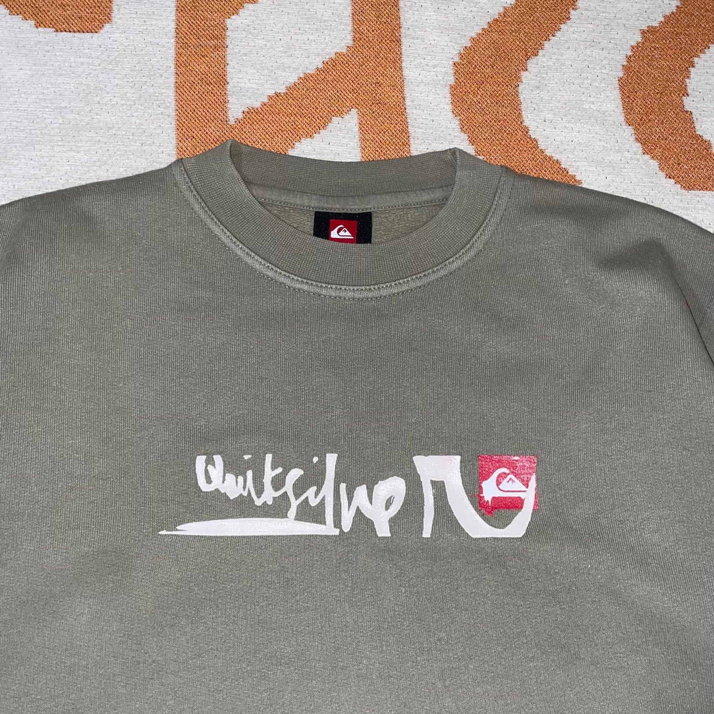 Quiksilver 00s Signature Print Beige Sweatshirt 16/S