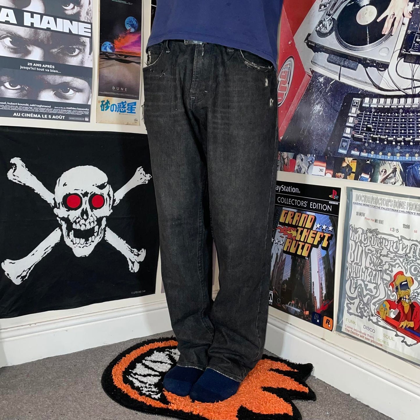 Quiksilver 00s Straight Black Denim Jeans 34x32