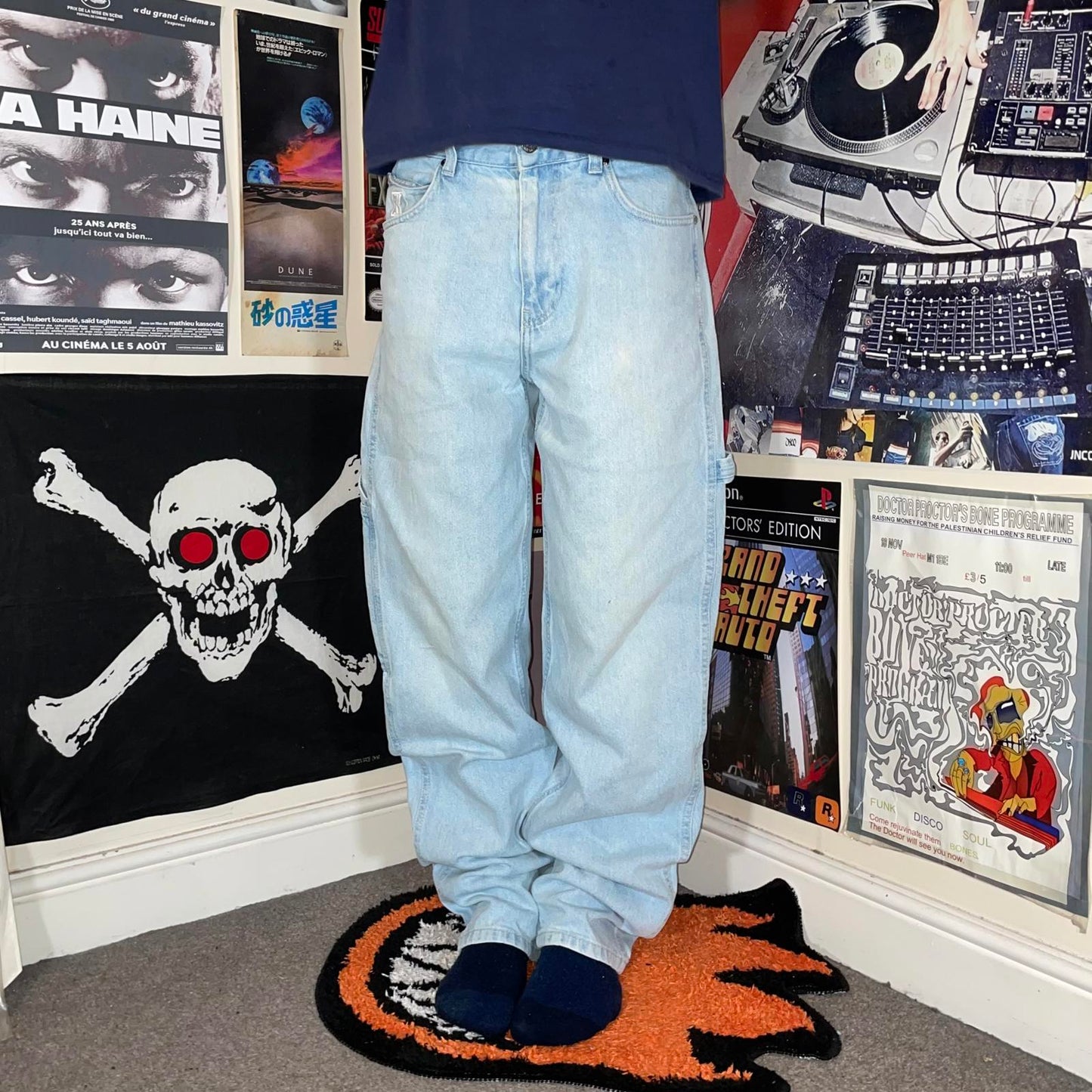 Karl Kani 00s Embroidered Light Blue Denim Jeans 32x32