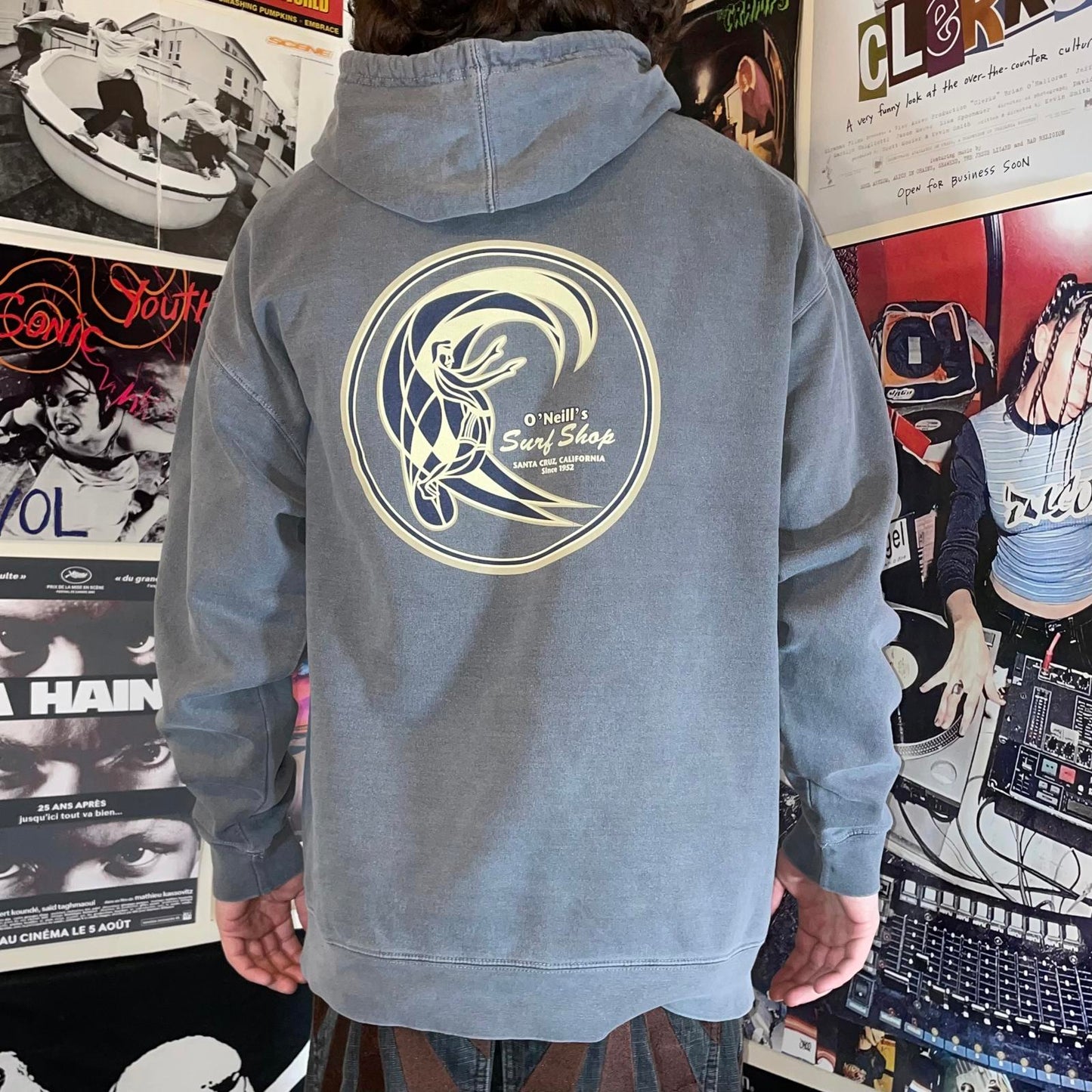 O’Neill 90s Surf Shop Art Print Grey Hoodie XL