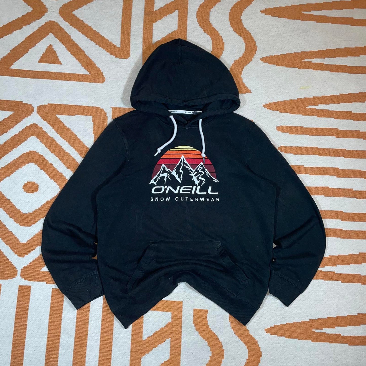 O’Neill 00s Embroidered Mountain Black Hoodie S