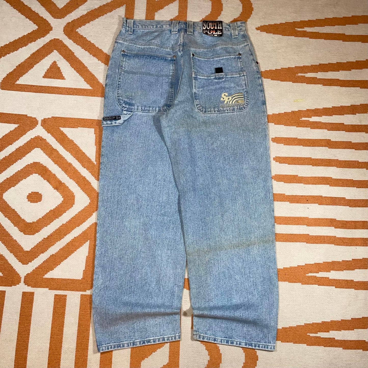 Southpole 00s Embroidered Light Blue Baggy Denim Jeans 34x32