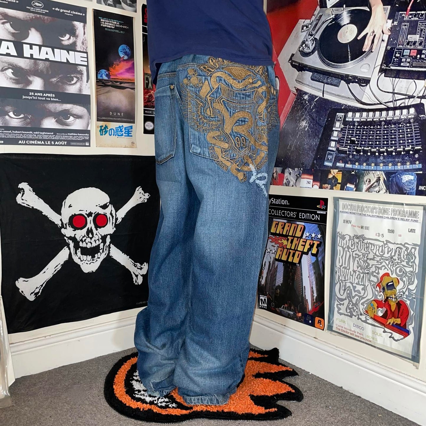 Rocawear 00s Embroidered Baggy Blue Denim Jeans 38x34