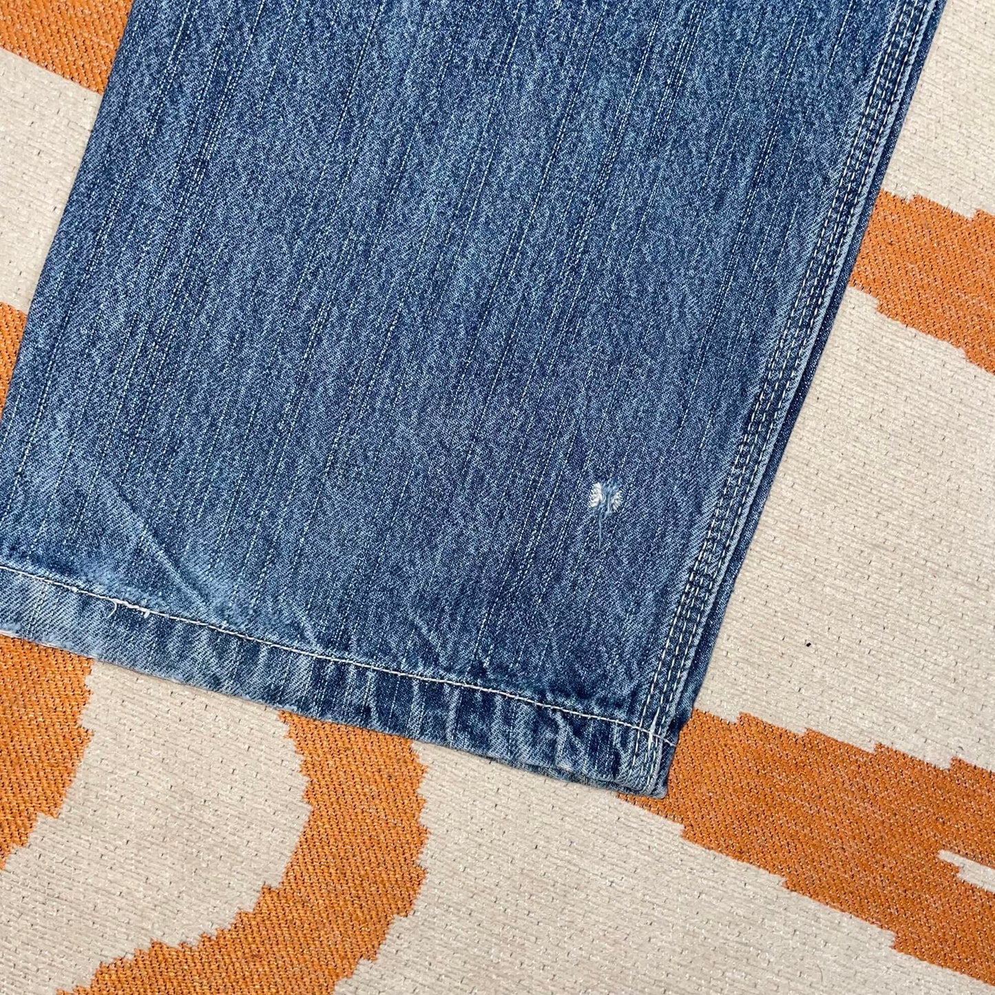 Hip Hop 00s Embroidered Character Blue Denim Jeans 28x30