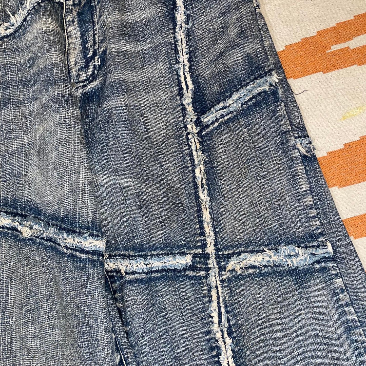 Karl Kani 00s Patchwork Embroidered Baggy Blue Jeans 34x34