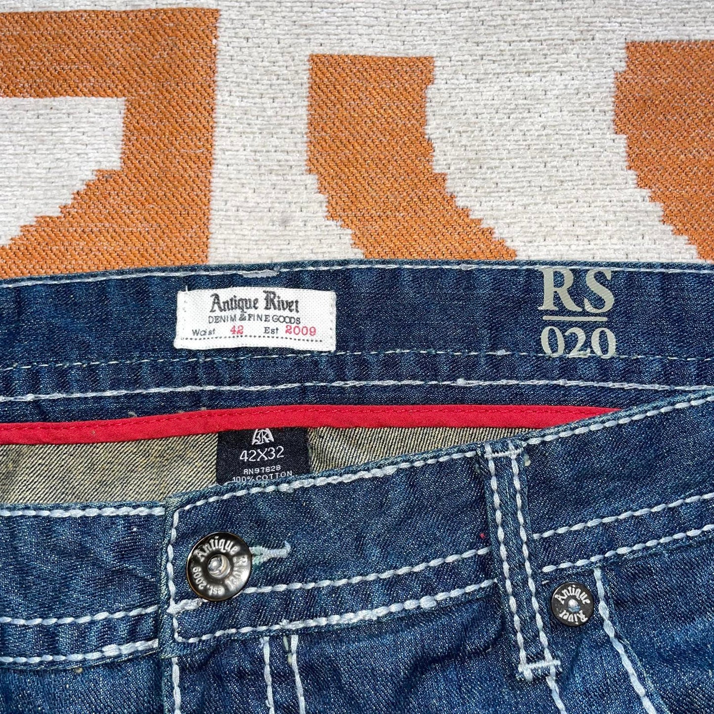 Antique Rivet 00s Contrast Stitch Jeans 42x32