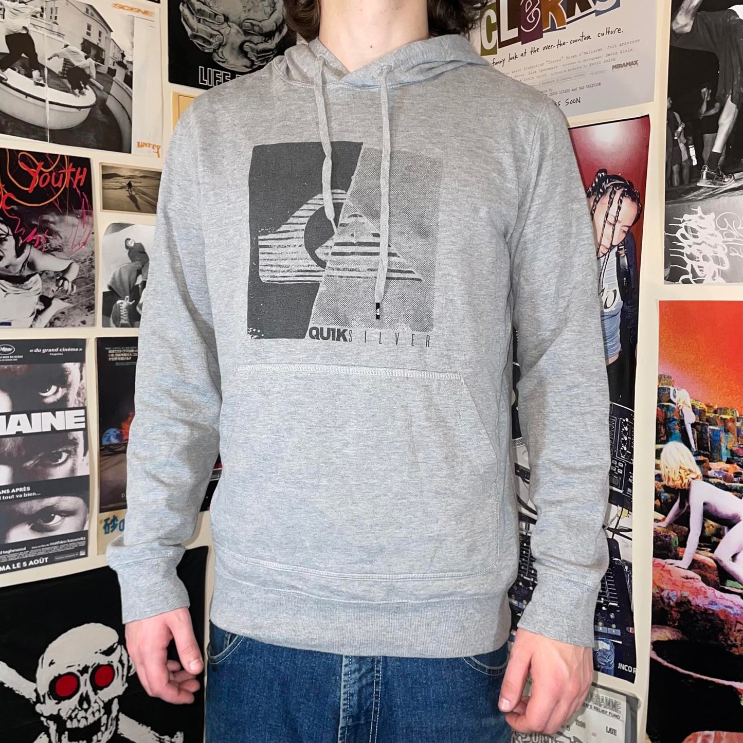 Quiksilver 00s Surf Logo Print Hoodie S