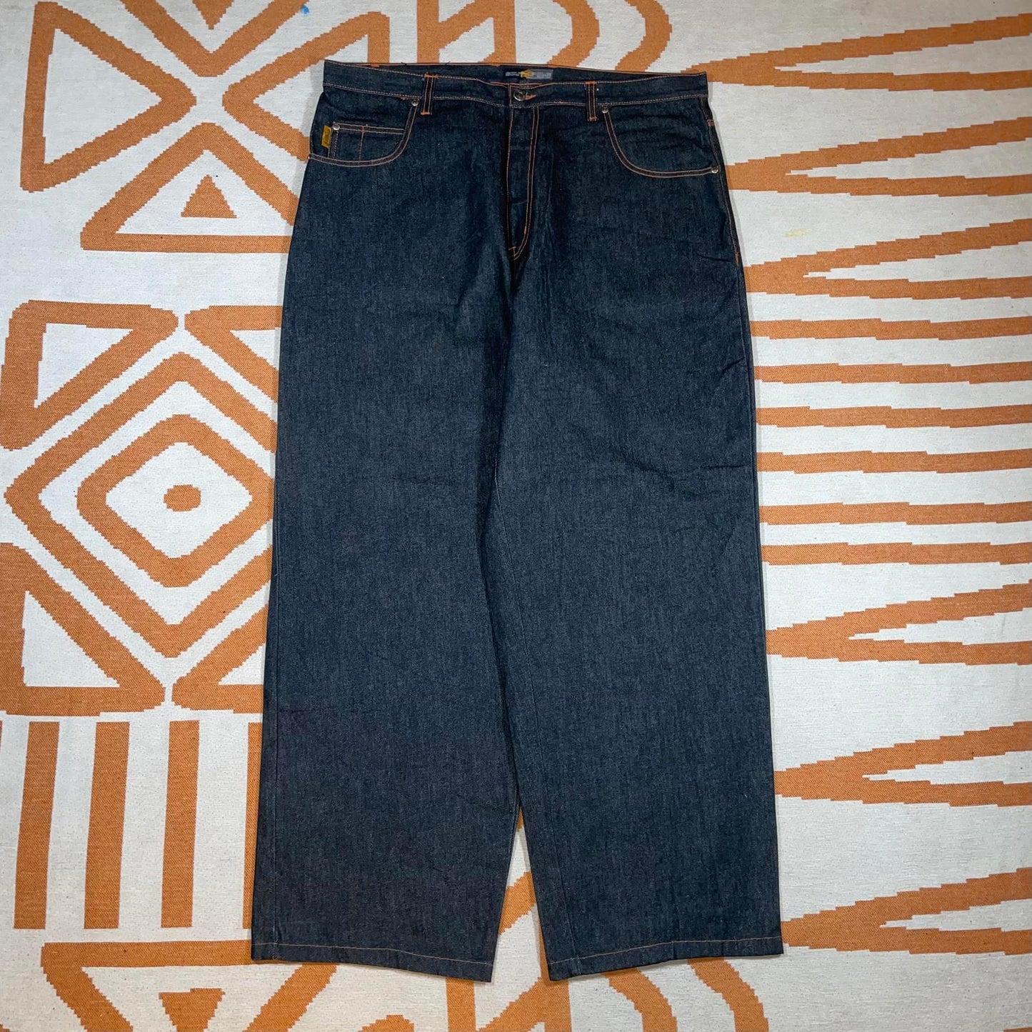 Southpole 90s Embroidered Handstyle Baggy Black Denim Jeans 42x34