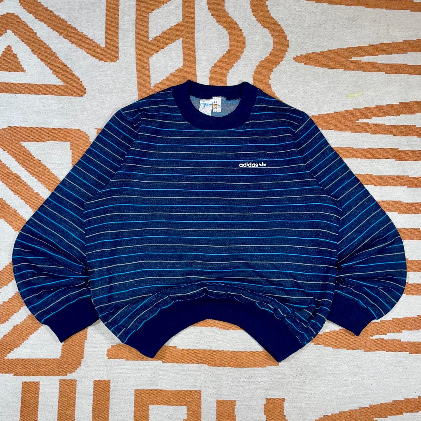 Adidas 90s Striped Knit Printed Jumper M