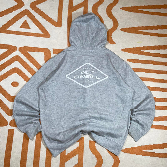 O’Neill 00s Graphic Surf Zip Grey Hoodie L