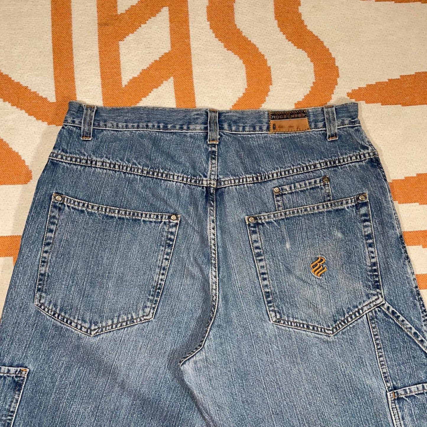 Rocawear 00s Embroidered Baggy Blue Jeans 36x34