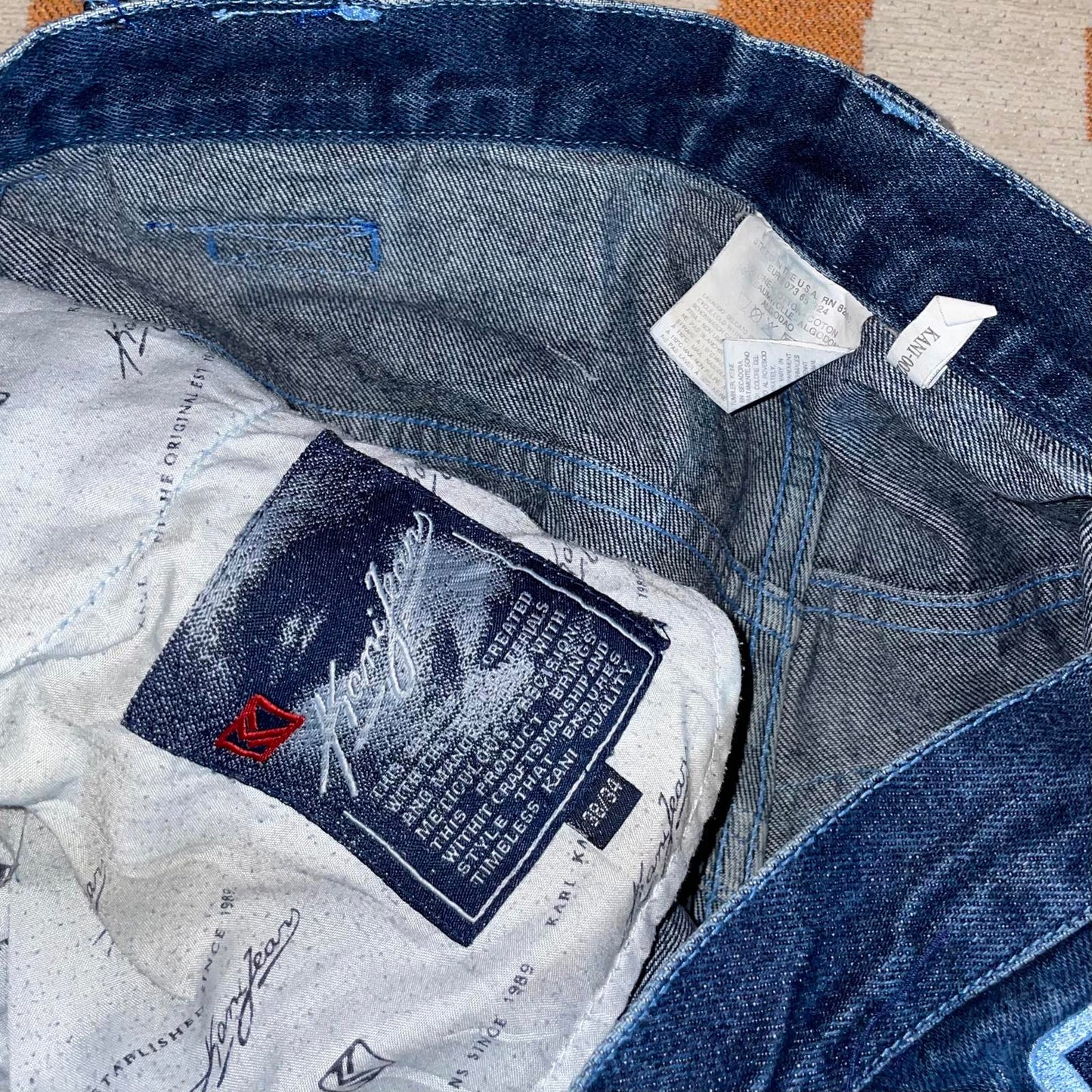 Karl Kani 90s Embroidered Baggy Blue Denim Jeans 38x32