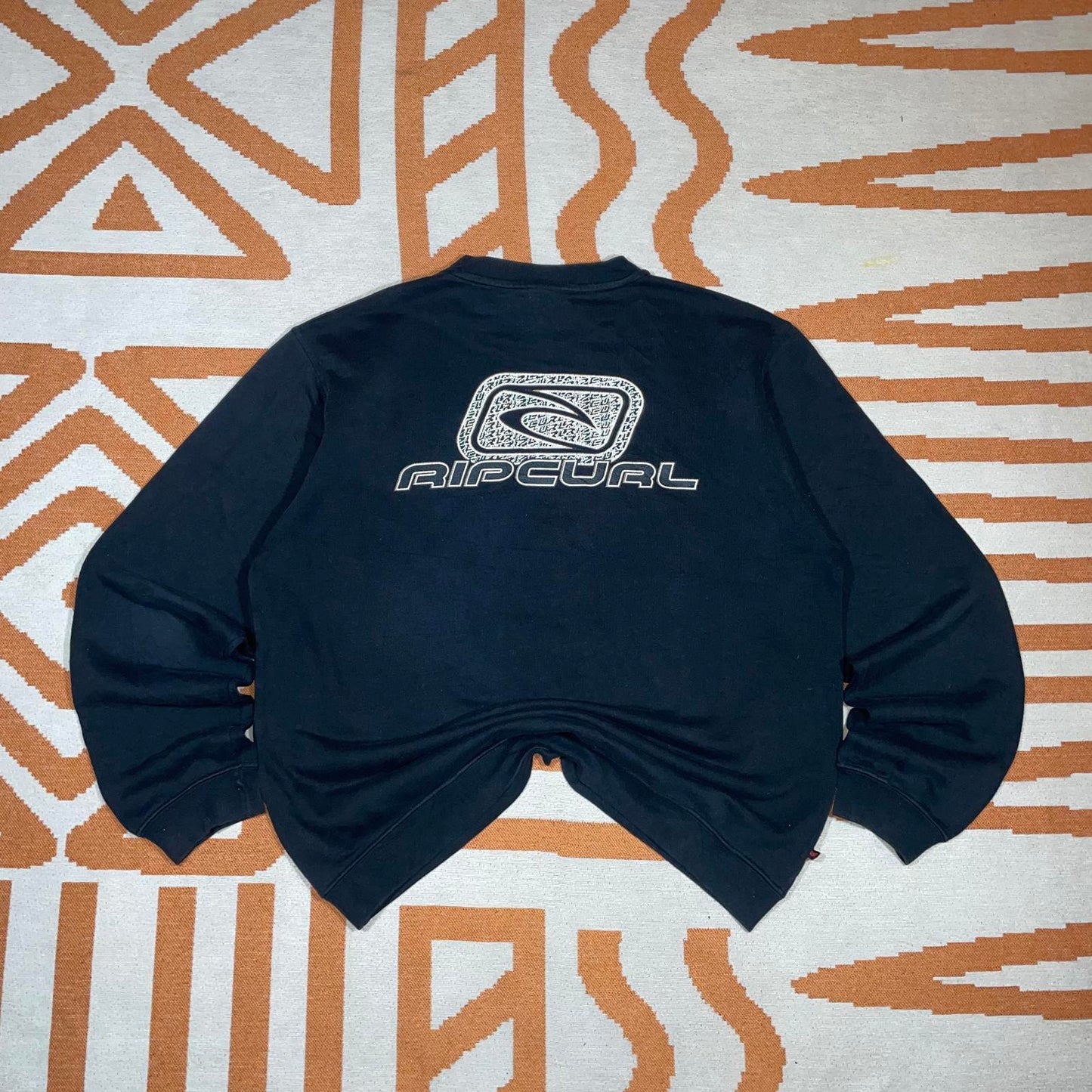 Rip Curl 90s Print Logo Black Sweatshirt L