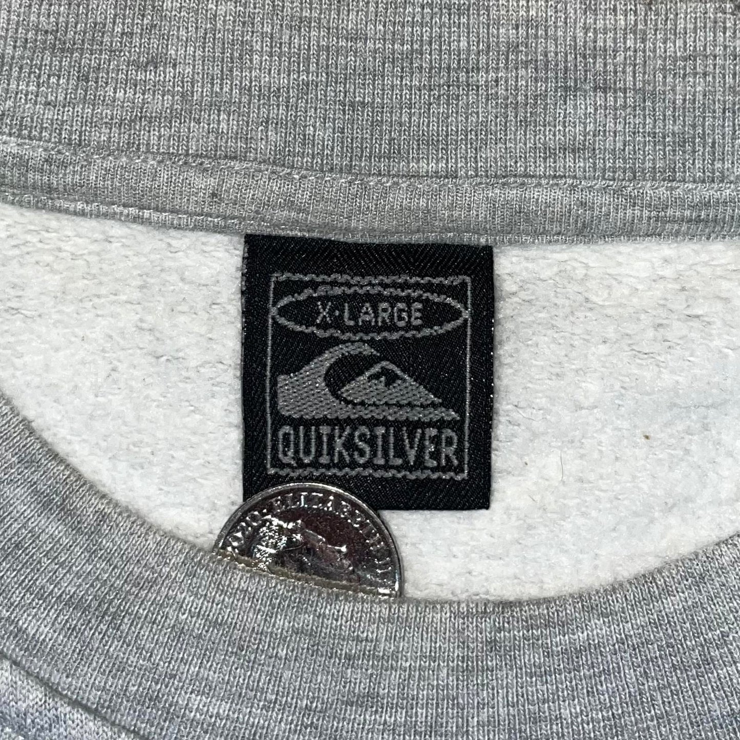 Quiksilver 90s Embroidered Ring Logo Grey Sweatshirt XL
