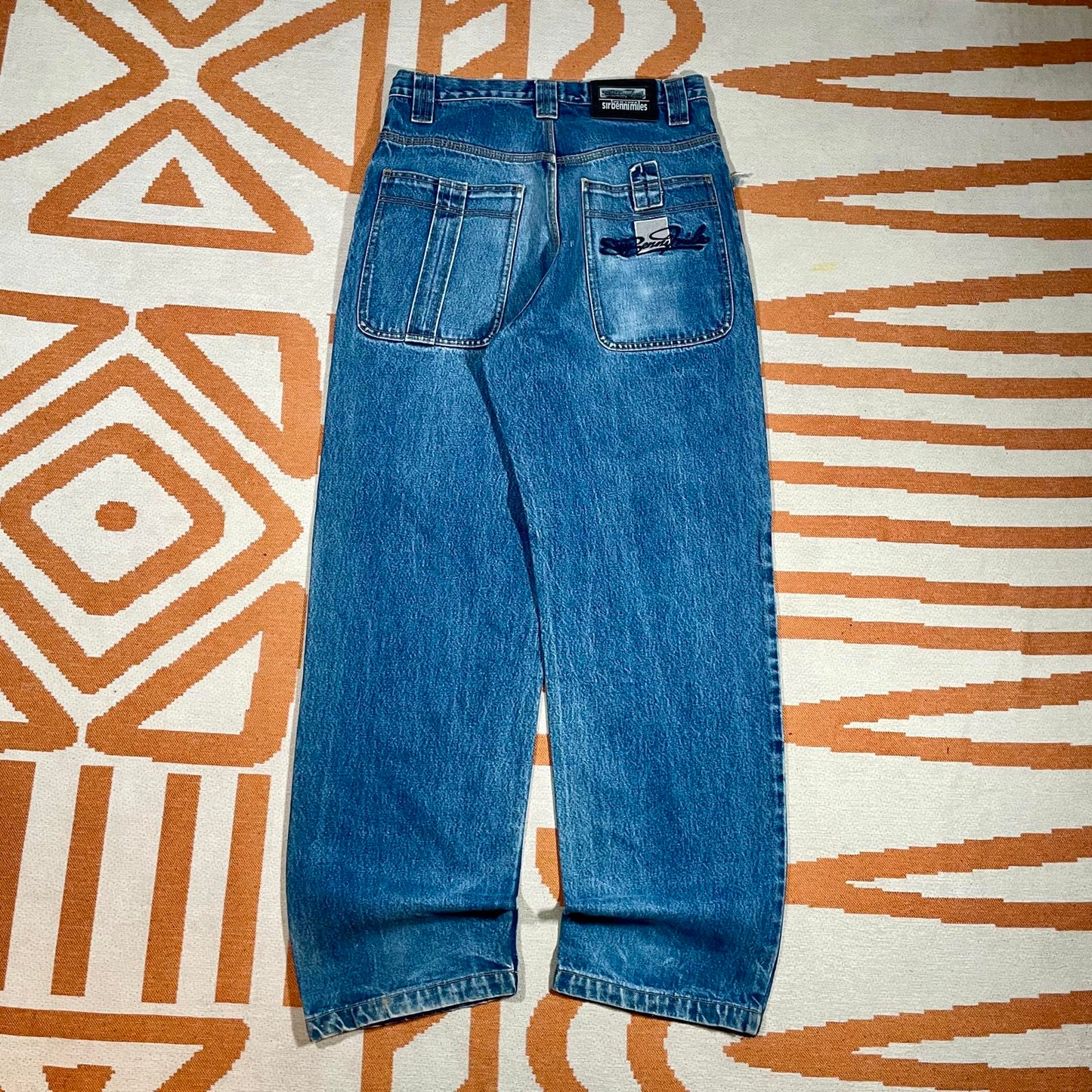 Sir Benni Miles 90s Embroidered Reflective Blue Jeans 31x32