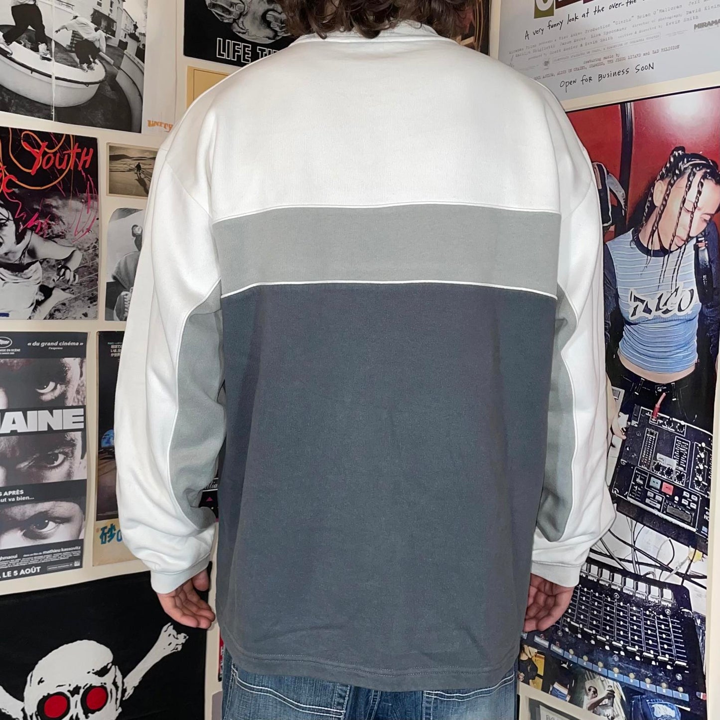 Quiksilver 00s Panelled Embroidered Logo Sweatshirt XL