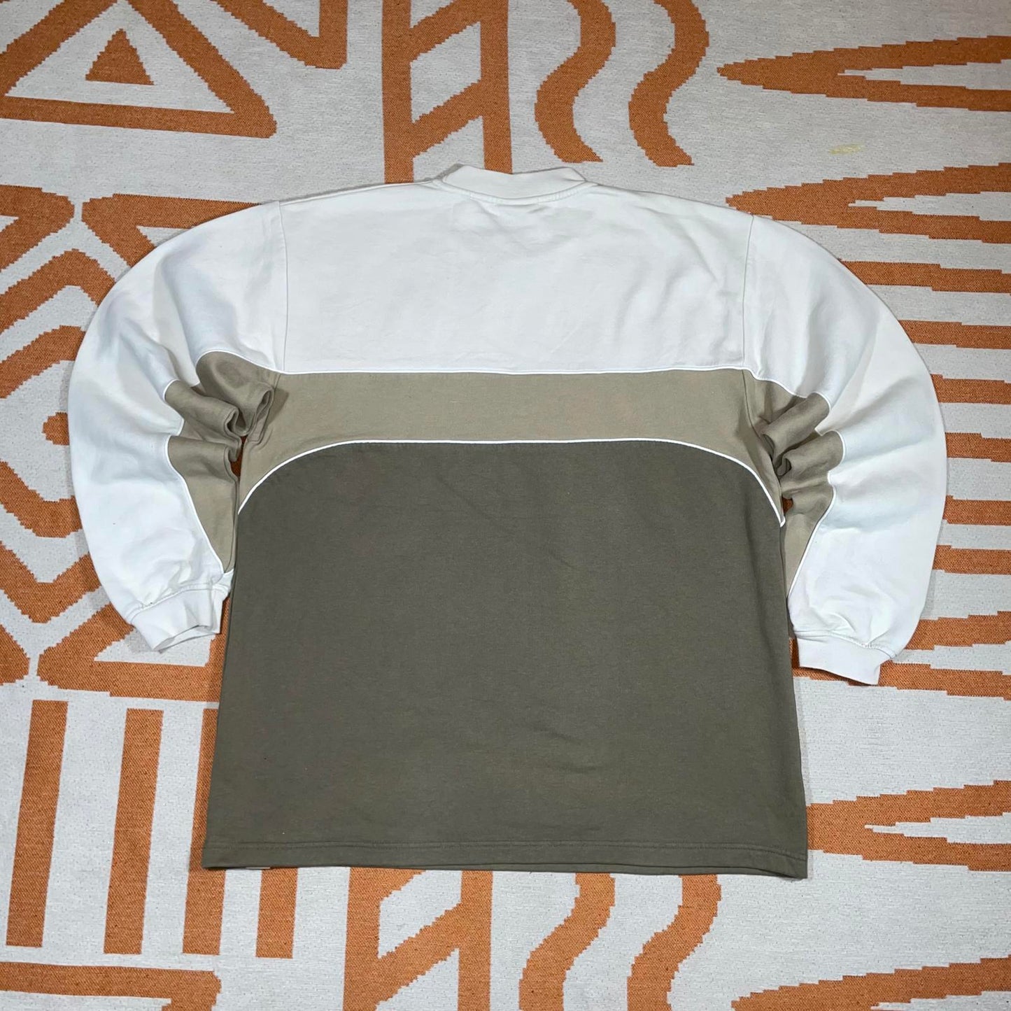 Quiksilver 00s Panelled Logo Khaki Sweatshirt L