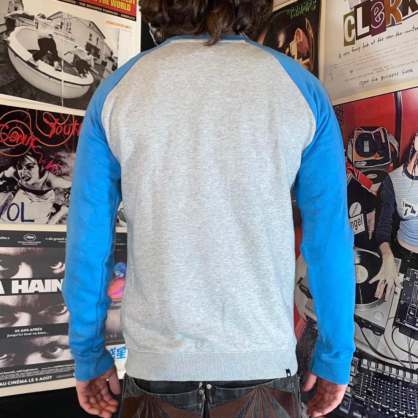 DC 00s Print Blue/Grey Logo Sweatshirt M