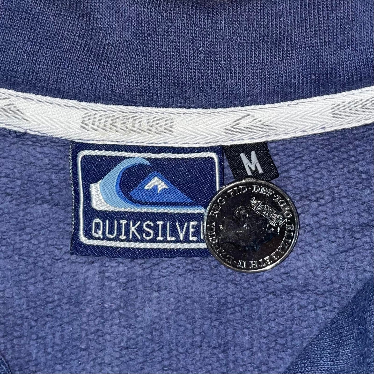 Quiksilver 90s Embroidered Blue Quarter-Zip Sweatshirt M
