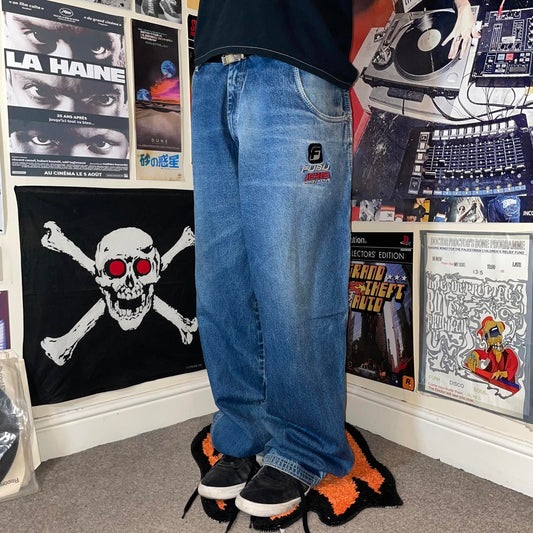 FUBU 90s Baggy Embroidered Jeans 42x34