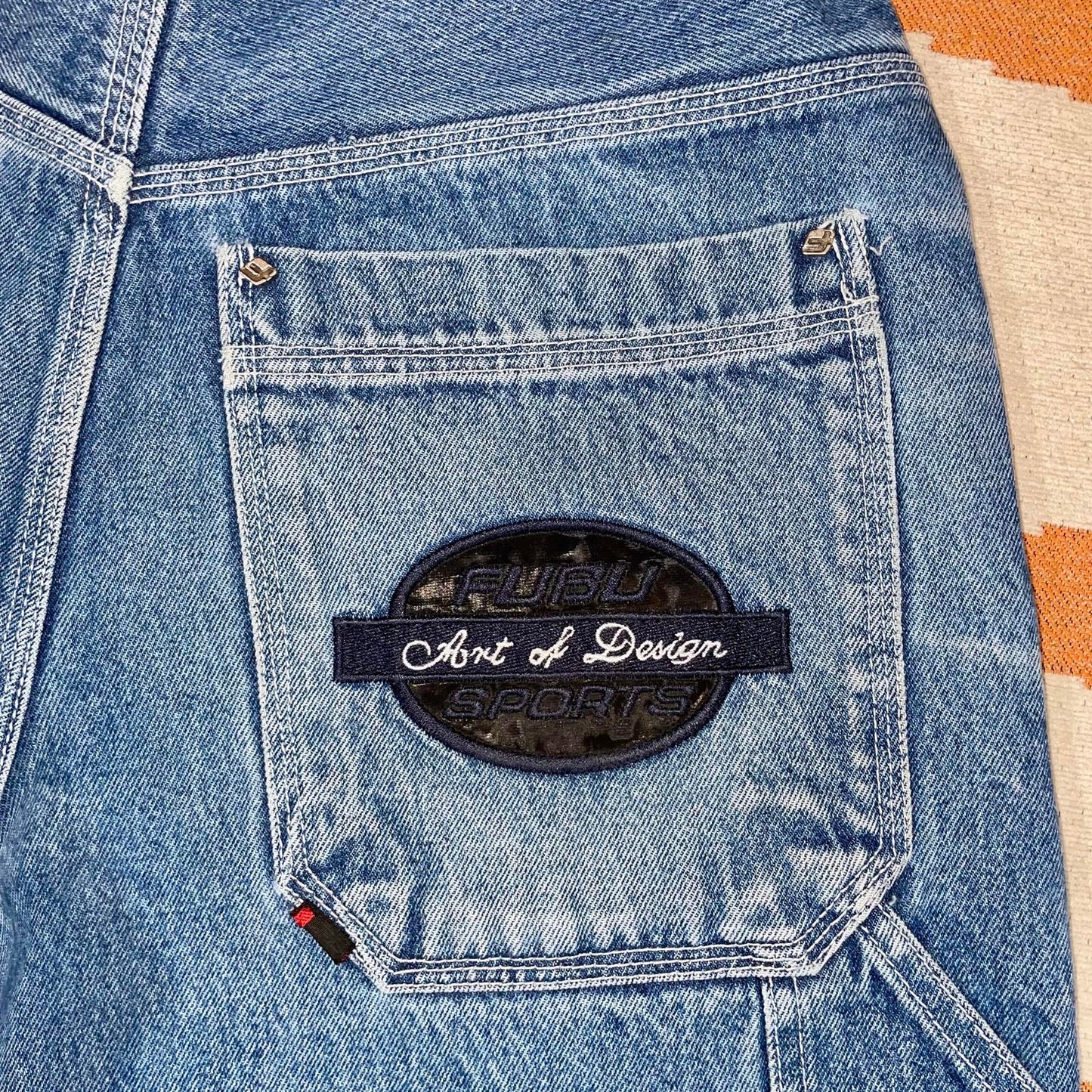 Fubu 90s Embroidered Baggy Denim Blue Jeans 32x32