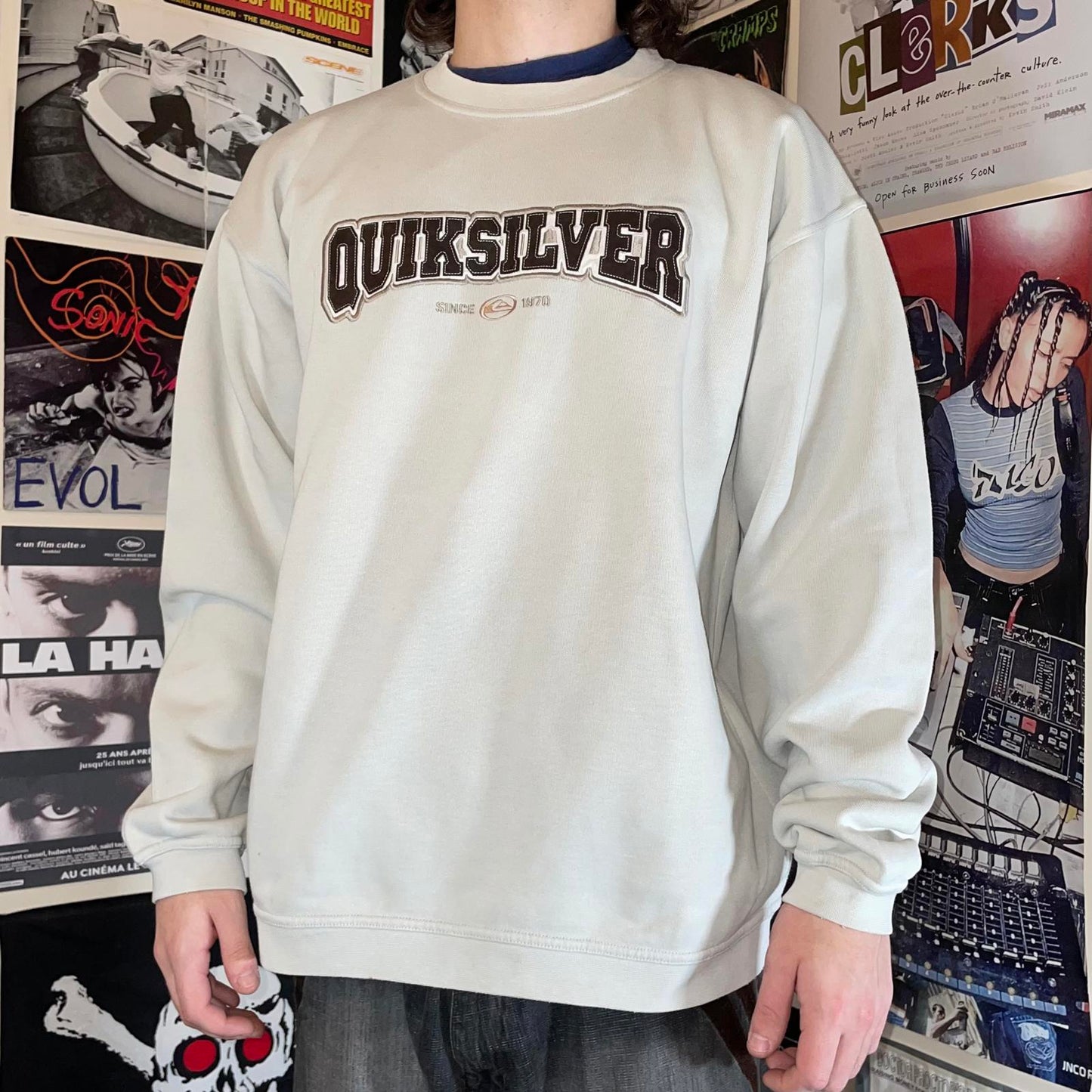 Quiksilver 90s Embroidered Cream Sweatshirt L