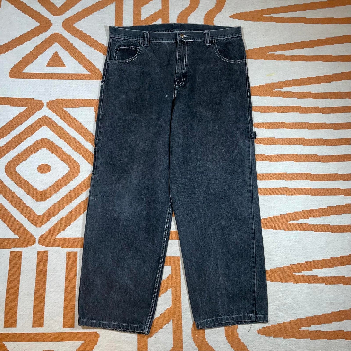 Phat Farm 90s Black Baggy Denim Carpenter Jeans 40x32