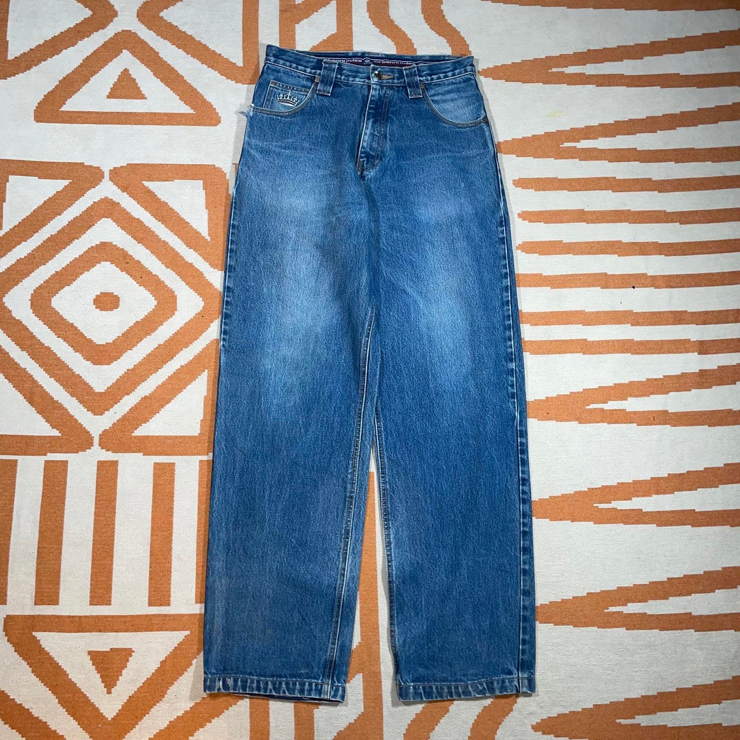 Sir Benni Miles 90s Embroidered Reflective Blue Jeans 31x32