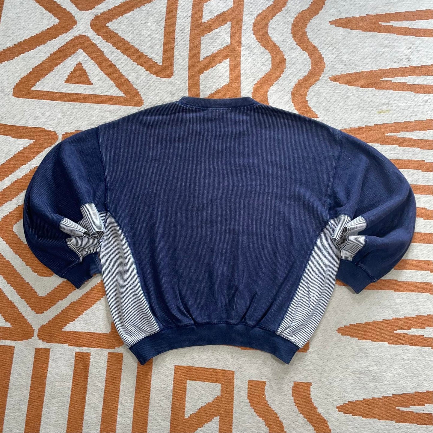 Adidas 90s Textured Print Navy Sweatshirt S