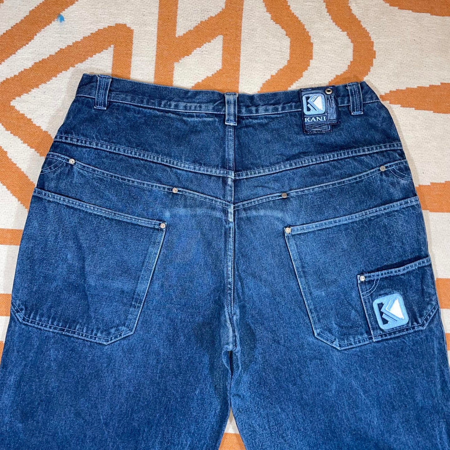Karl Kani 90s Embroidered Baggy Blue Denim Jeans 38x32