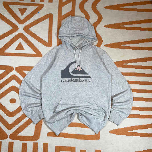 Quiksilver 00s Graphic Logo Grey Hoodie M