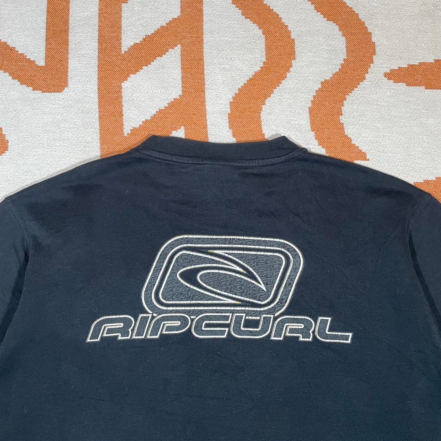 Rip Curl 90s Print Logo Black Sweatshirt L