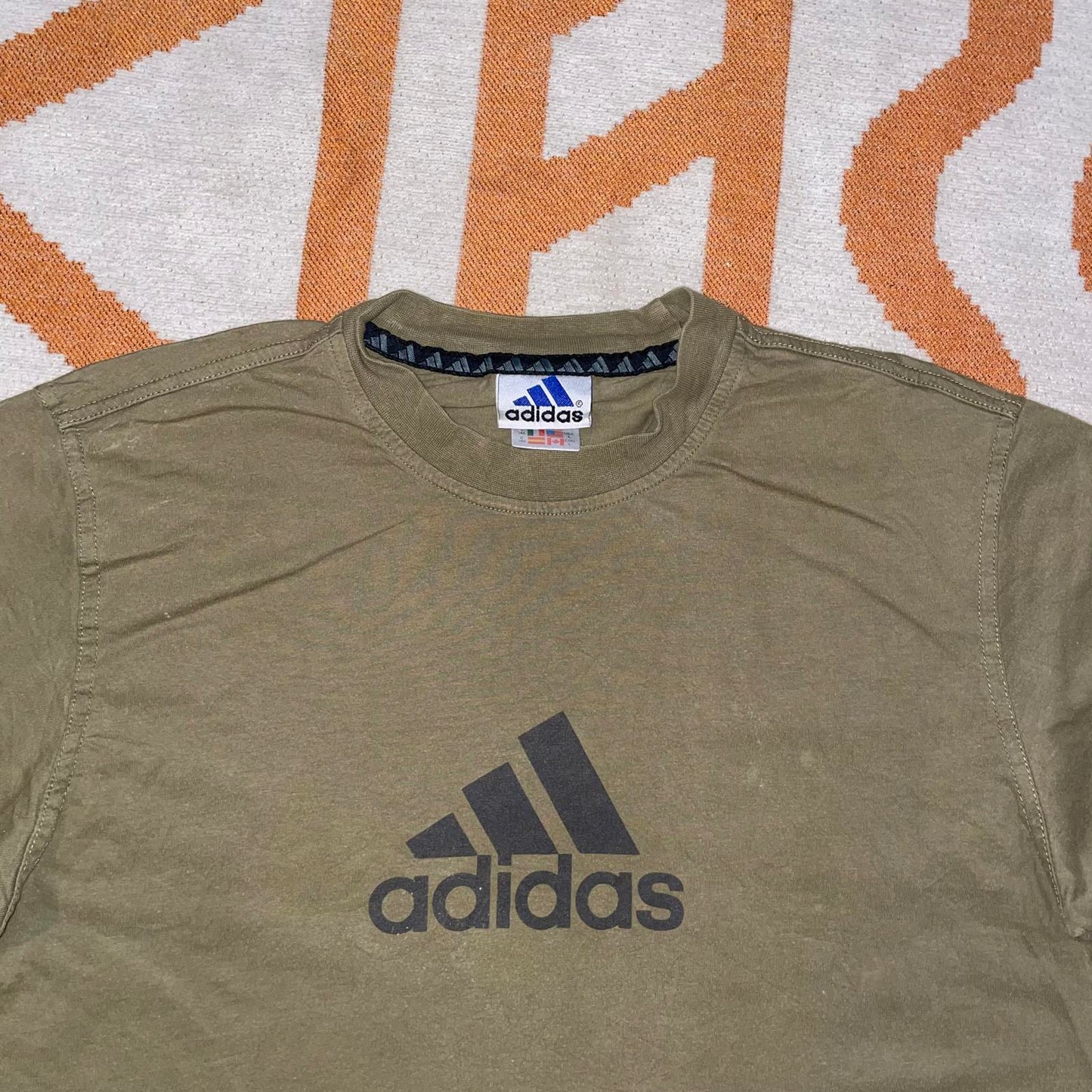 Adidas 90s Khaki Print T-Shirt L