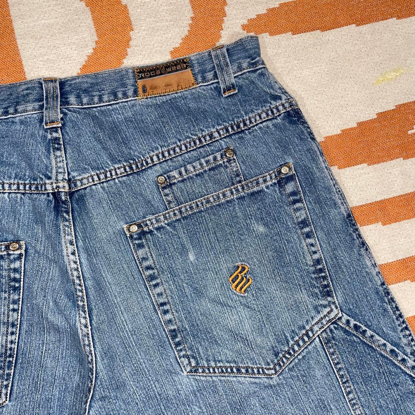 Rocawear 00s Embroidered Baggy Blue Jeans 36x34