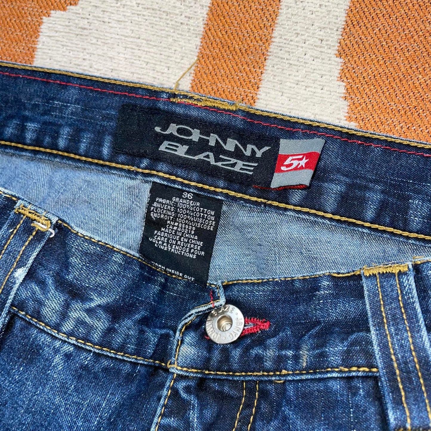 Johnny Blaze 90s Baggy Embroidered Jeans 36x34
