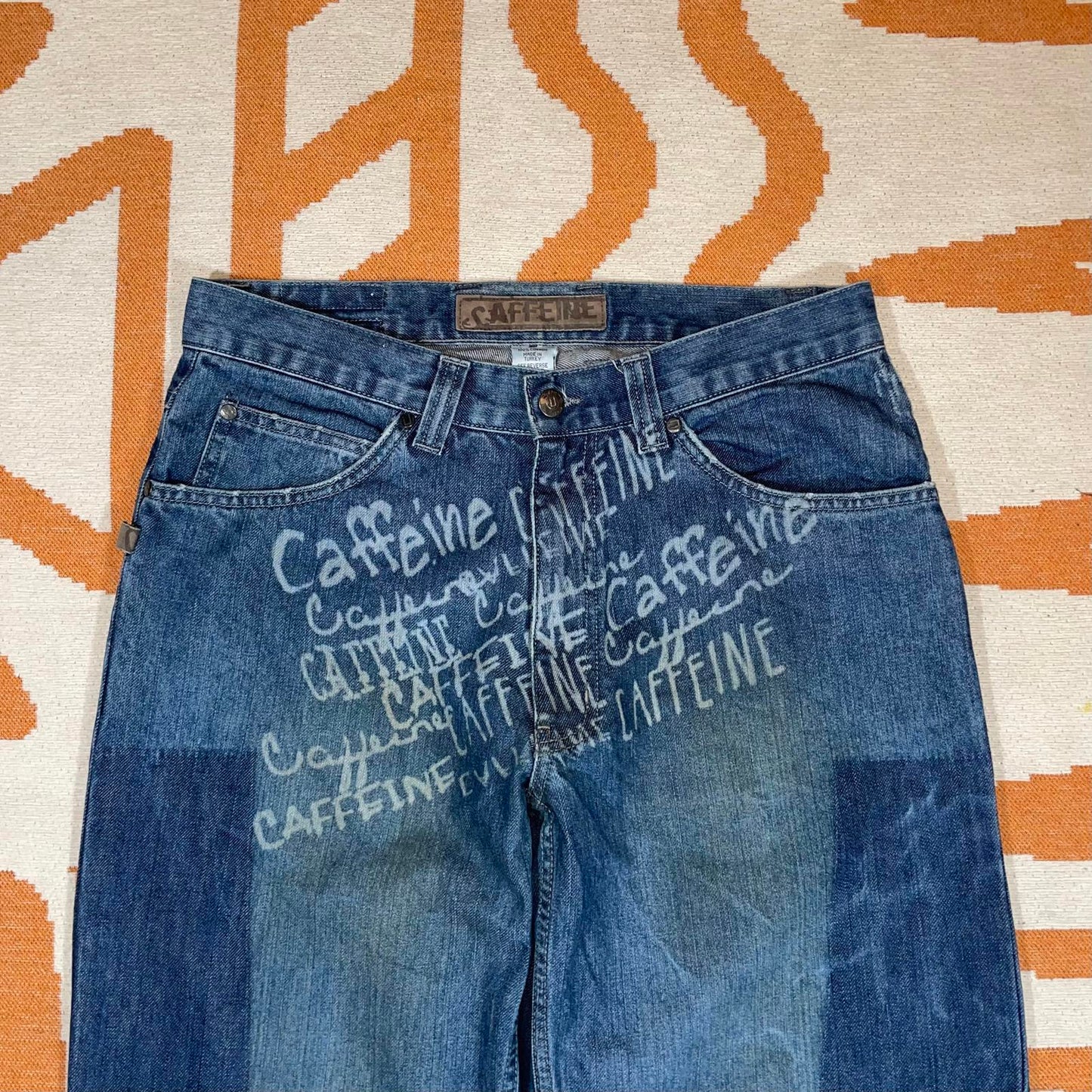 Caffiene 00s Printed Baggy Denim Jeans 32x32