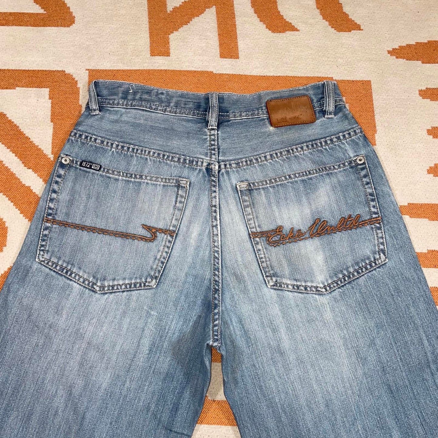 Ecko Unltd. 00s Embroidered Baggy Light Blue Denim Jeans 31x32