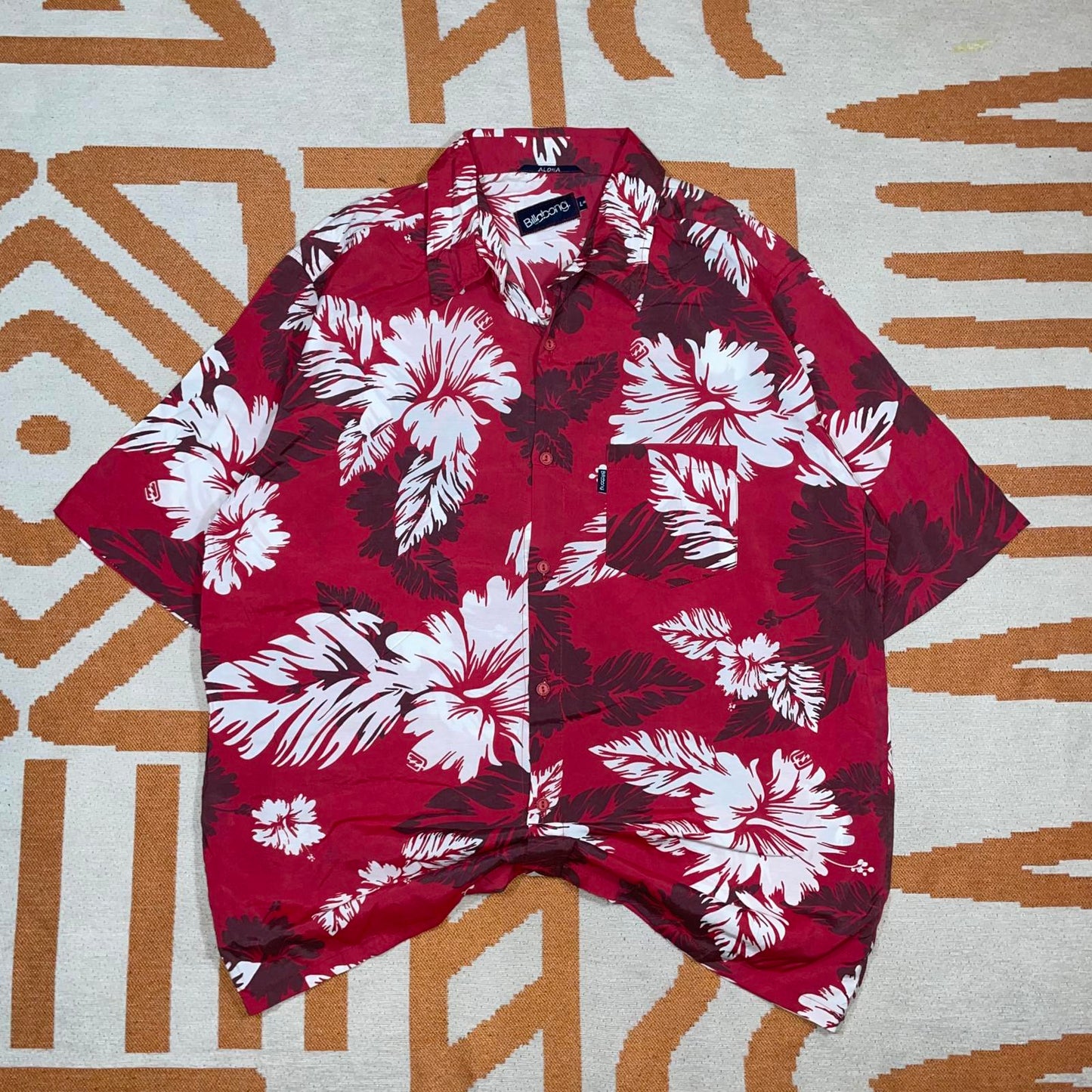 Billabong 00s Hawaiian Floral Button-Down Shirt L