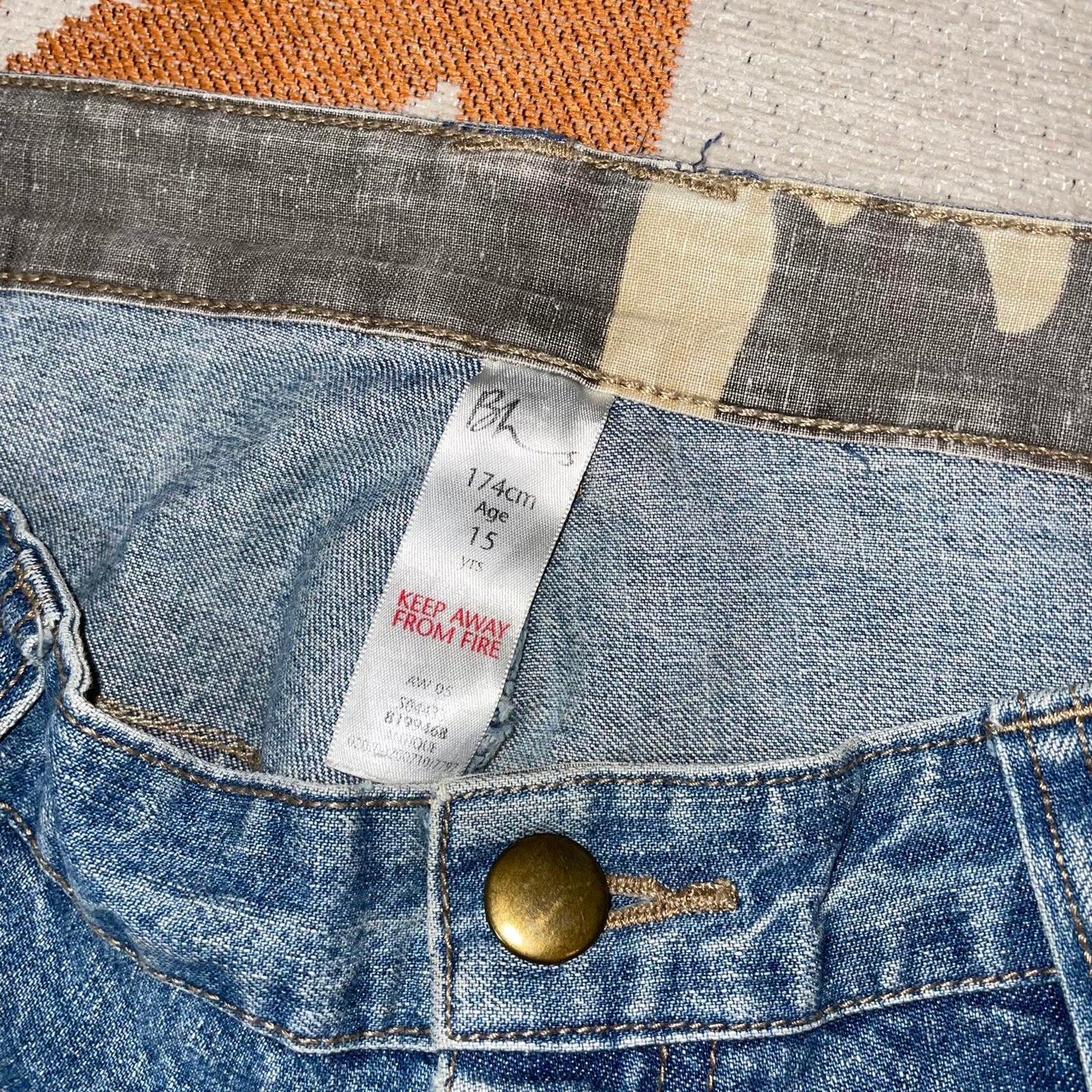 BHS 00s Printed Dragon Baggy Blue Jeans 30x32