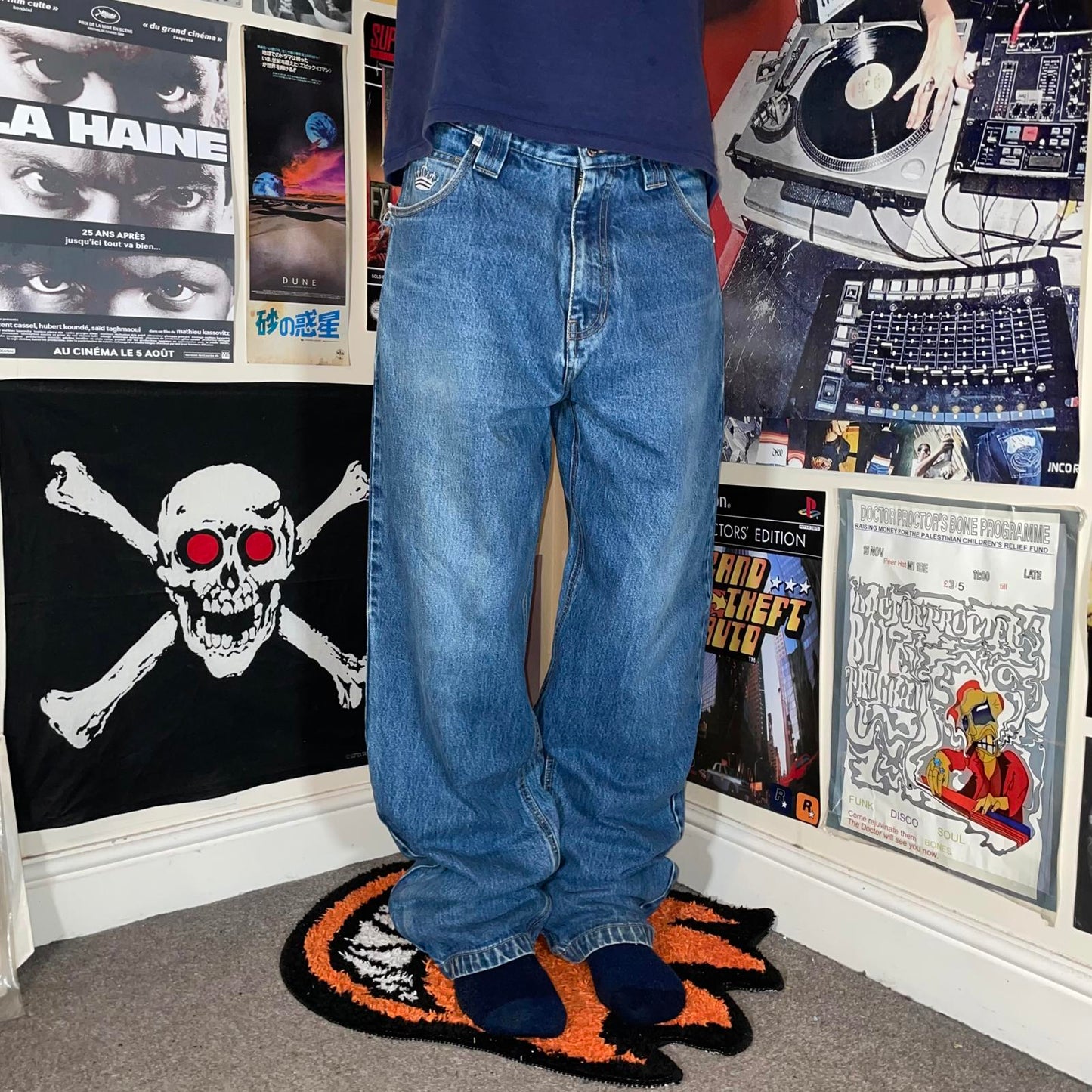 Sir Benni Miles 90s Embroidered Reflective Blue Jeans 31x32