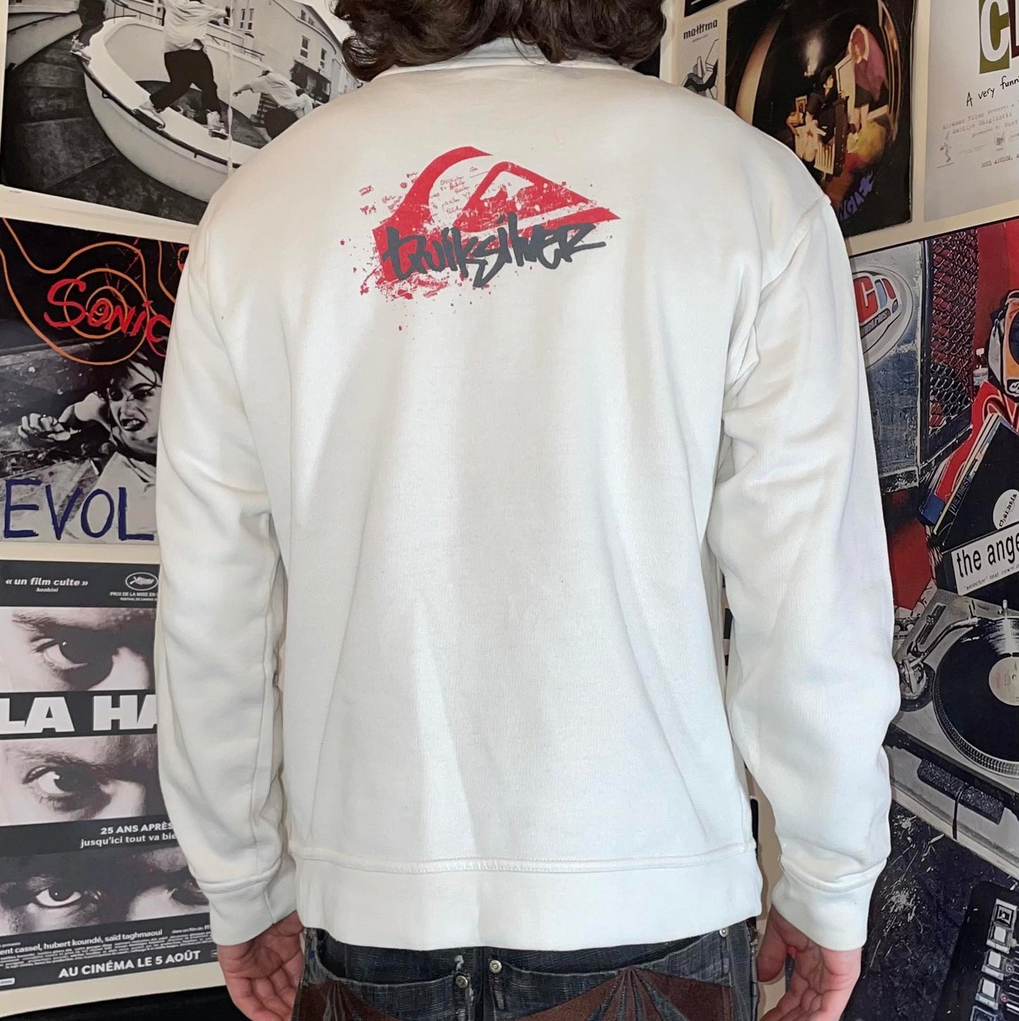 Quiksilver 00s Print White Sweatshirt S