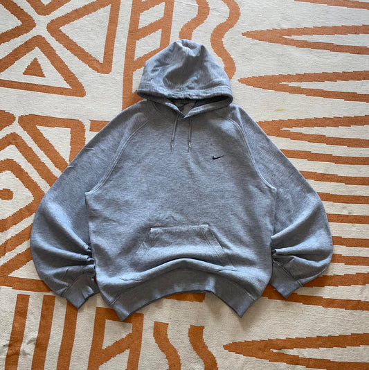 Nike 00s Grey Swoosh Hoodie M