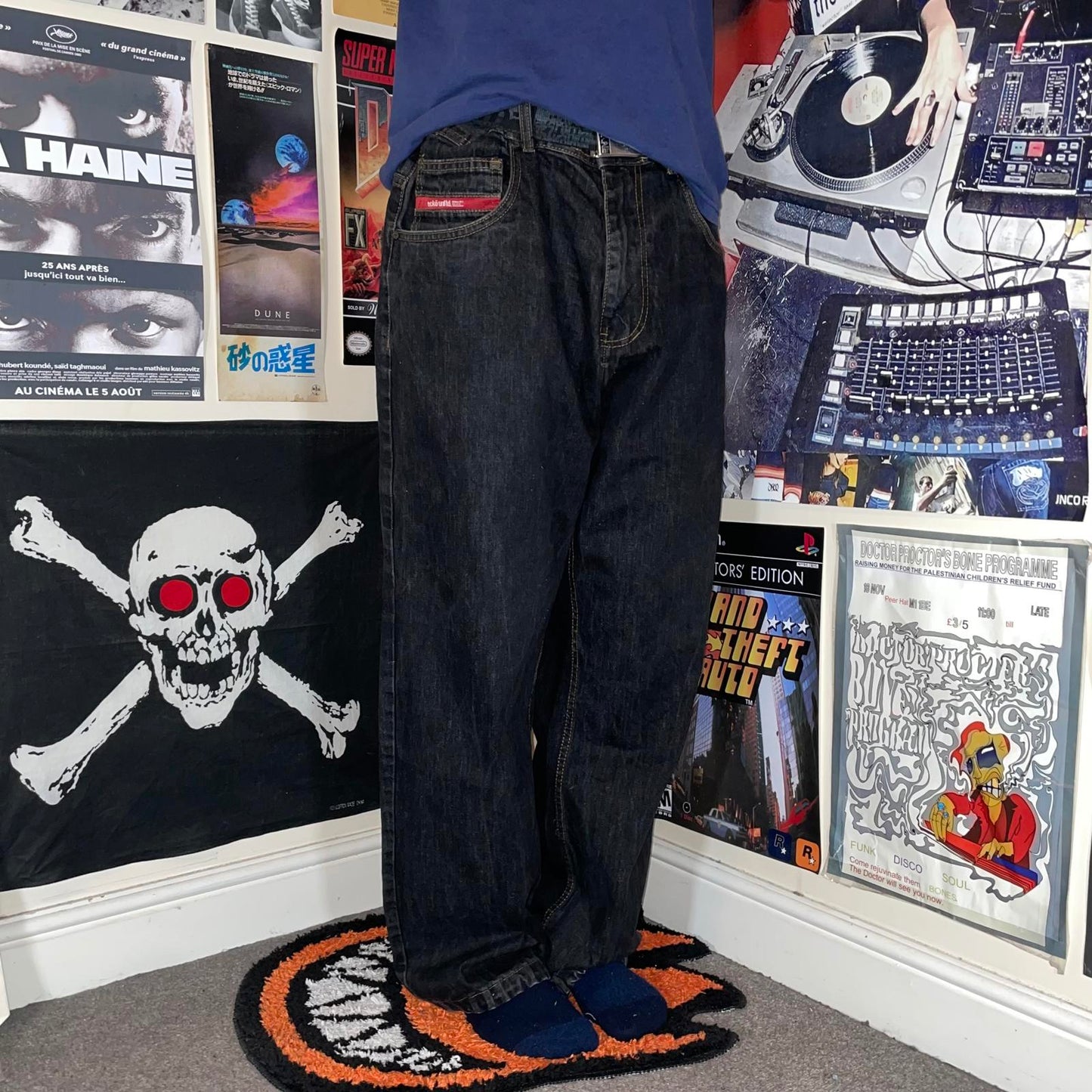 Ecko Unltd. 00s Embroidered Cursive Baggy Black Denim Jeans 36x32