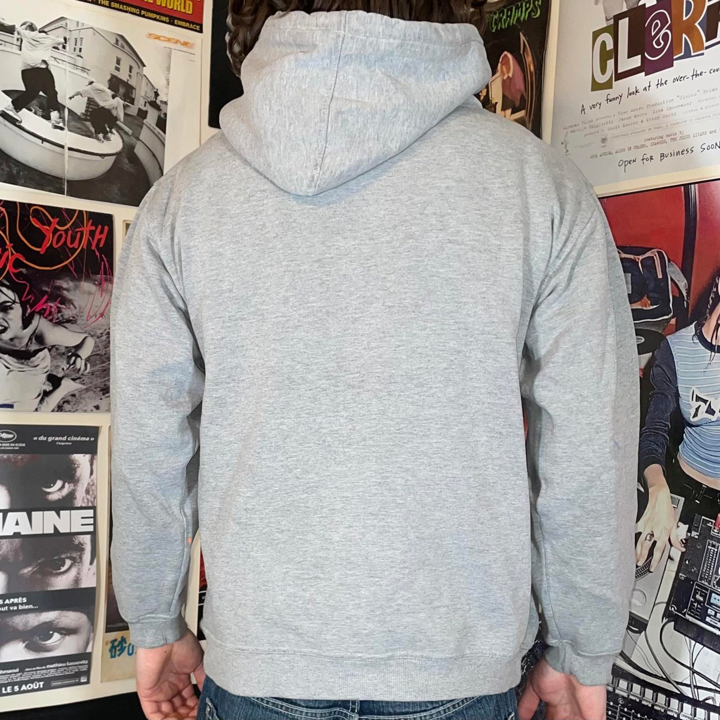 Billabong 00s Flora Spell-Out Graphic Grey Hoodie S